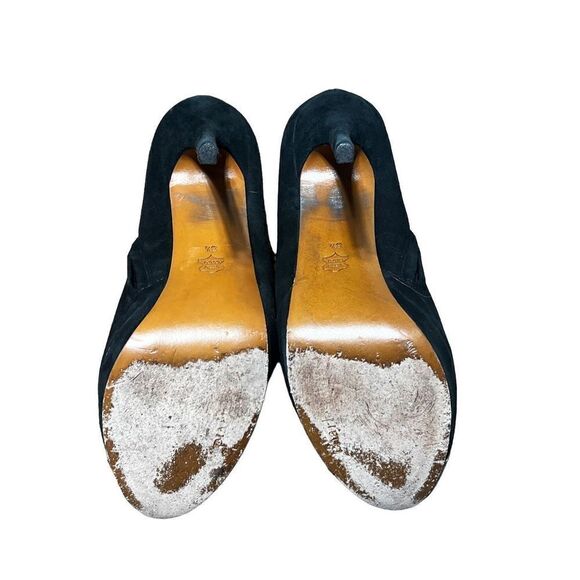 Charles David Vivacious Platform Stiletto Black Suede Bootie Gold Detail Size 8. - Picture 2 of 8